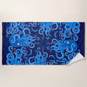 Serviette De Plage poulpe bleue