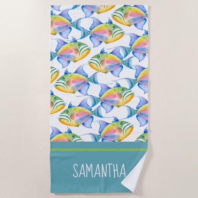 Serviette de plage pour amateur de poissons tropic (Devant)