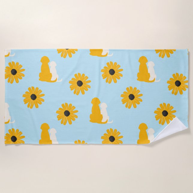 Serviette de plage pour bain de chien aux chiens e (Devant)