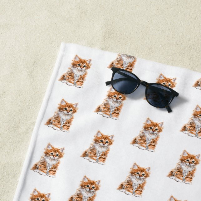 Serviette de plage pour chatons (En situation)