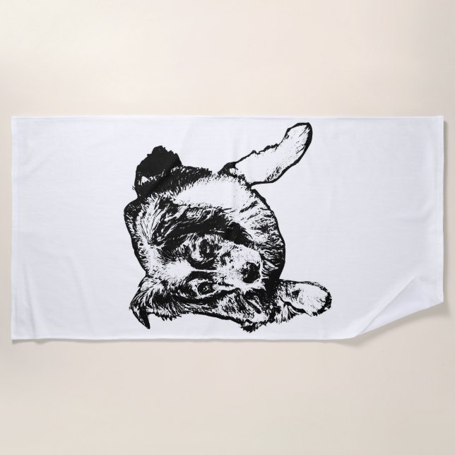 Serviette de plage pour chien Aussie – Design calm (Devant)