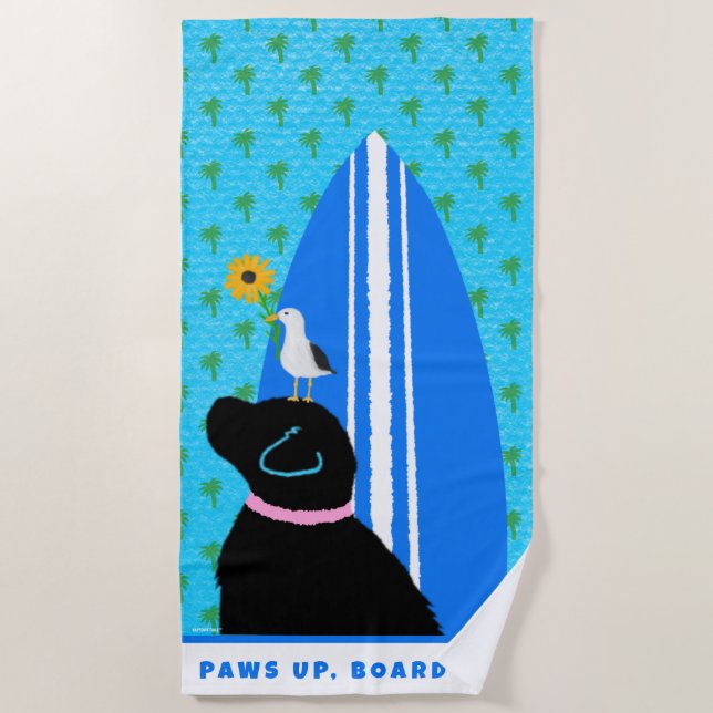 Serviette de plage pour chien de surf Black Lab Is (Devant)