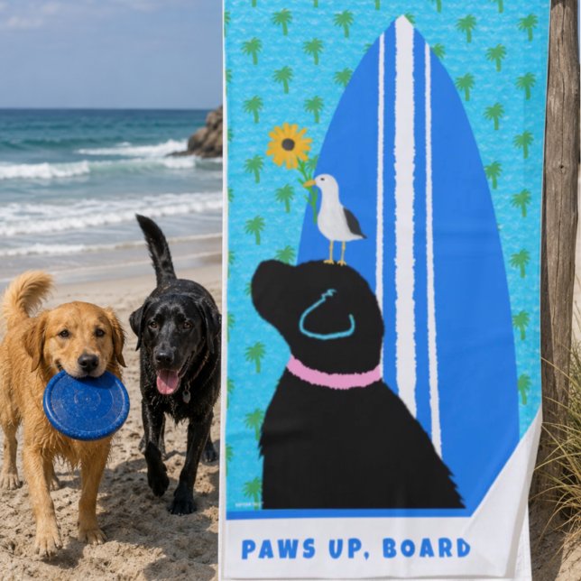 Serviette de plage pour chien de surf Black Lab Is (Créateur téléchargé)