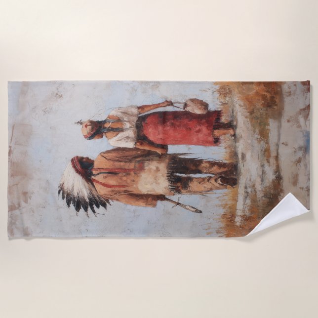 Serviette de plage pour couple amérindien (Devant)