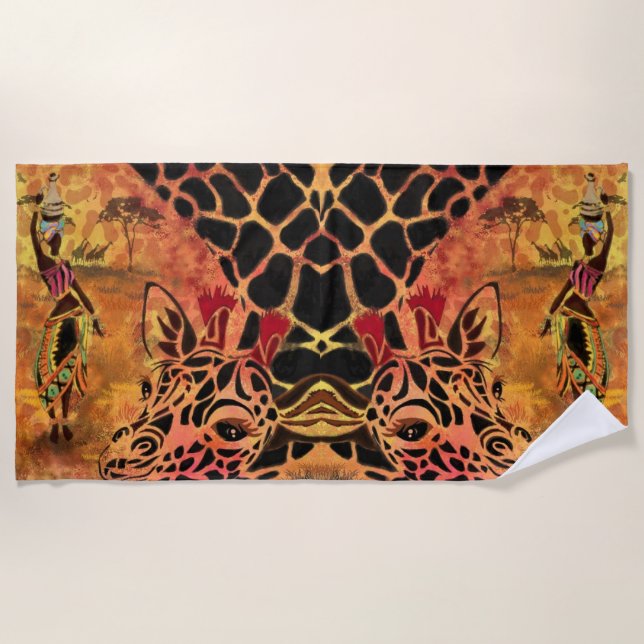 Serviette de plage pour filles et girafe africaine (Devant)