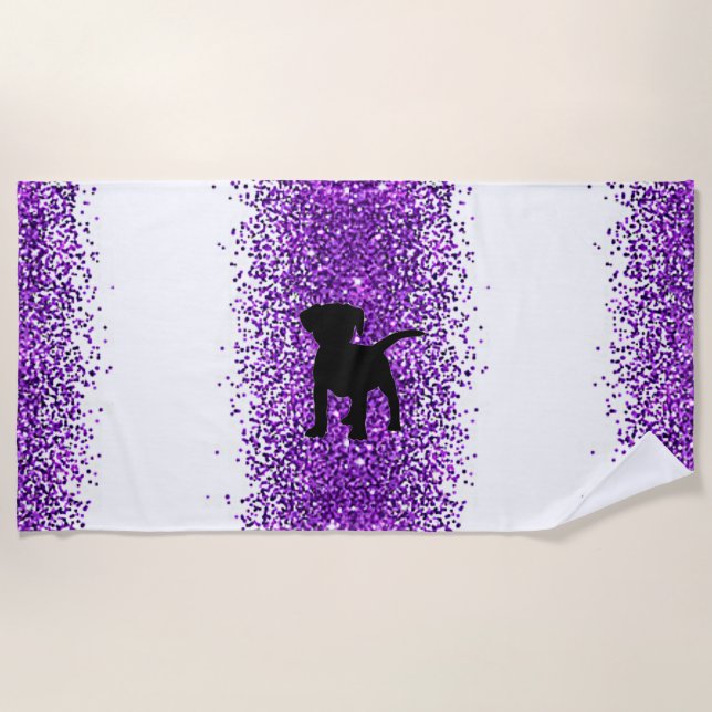 Serviette de plage pourpre de chien noir (Devant)