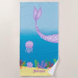 Serviette de plage pourpre Mermaid Tail