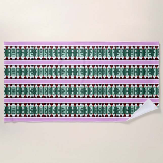 Serviette de plage pourpre personnalisée avec Moti (Devant)