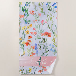 Serviette De Plage Prairie de fleurs sauvages printanières colorées M