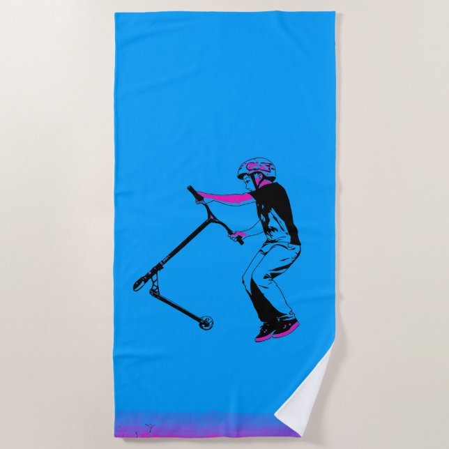 Serviette De Plage Pratiquer des tricks de trottinette - Cavalier de  (Devant)