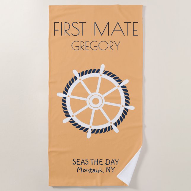 Serviette De Plage Premier bateau nautique Nom du bateau personnalisé (Devant)