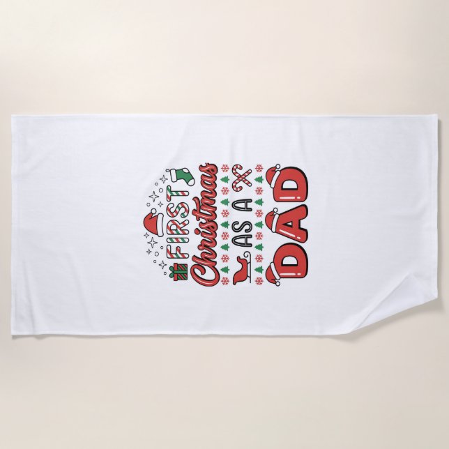 Serviette De Plage Premier Noël Papa Fête (Devant)