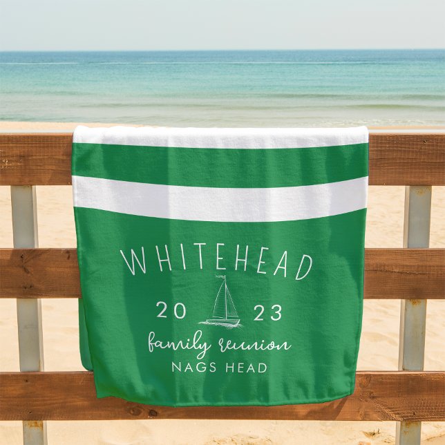 Serviette De Plage Préparatifs Monogramme de Voile Rayure Vert Kelly  (Créateur téléchargé)