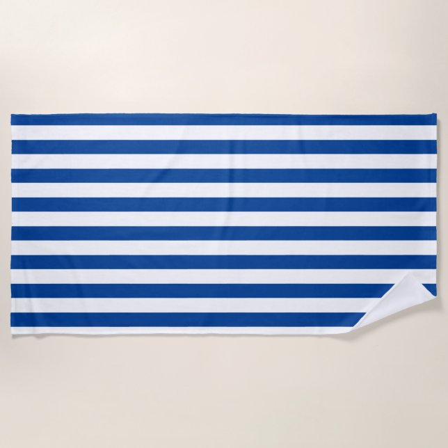 Serviette De Plage Preppy Navy et White Stripes Motif géométrique S (Devant)