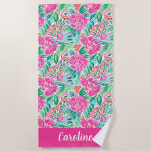 Serviette De Plage Preppy Palm Beach Jungle Tigers Personnalisé