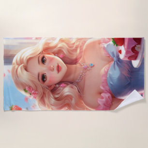 Serviette De Plage princesse d'anniversaire