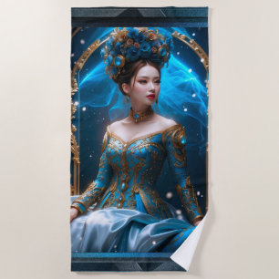 Serviette De Plage Princesse Du Rose Bleu Art IA par Xzendor7