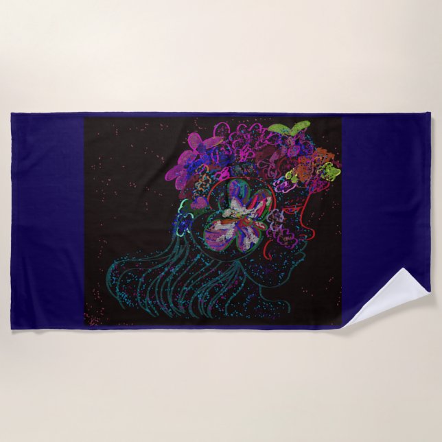 Serviette de plage Princesse Papillon (Devant)