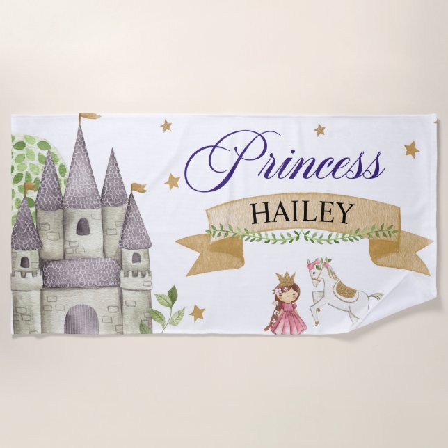 Serviette De Plage Princesse, Personnalisée, Fête, Fête (Devant)