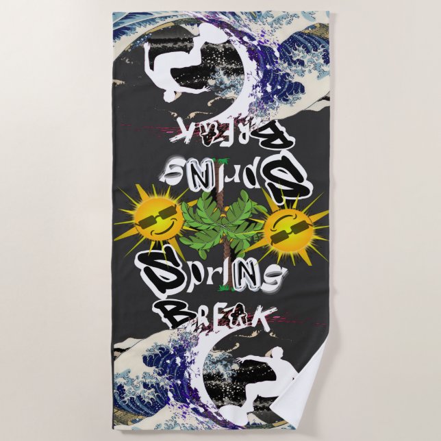 Serviette De Plage Printemps Break Vintage Amusant (Devant)