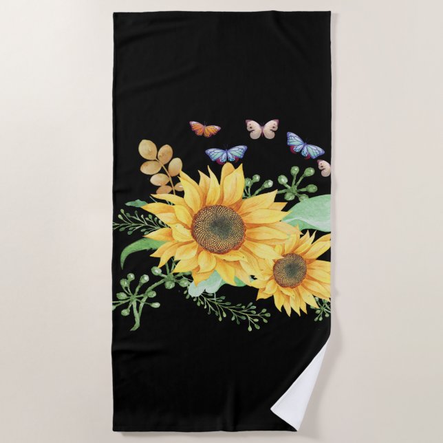 Serviette De Plage printemps de tournesol (Devant)