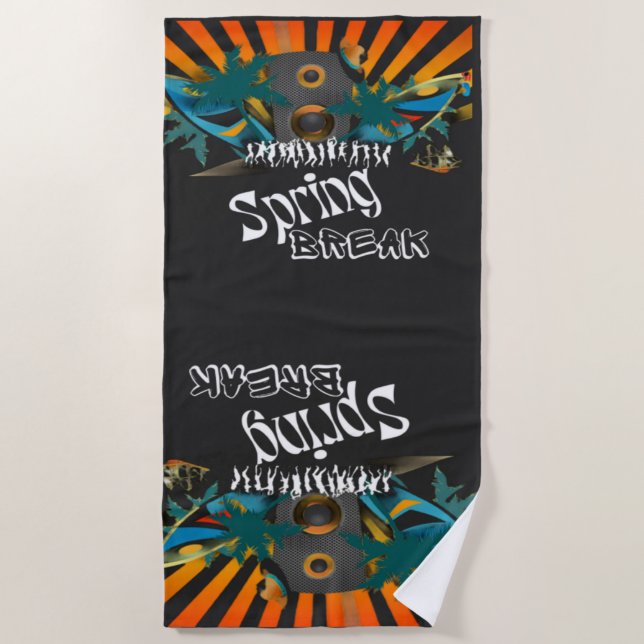 Serviette De Plage Printemps de vacances vintage  Natation (Devant)