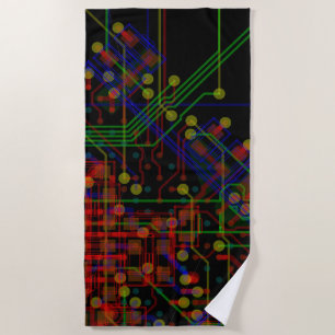 Serviette De Plage Processus de routage Colorful Abstrait moderne Coo