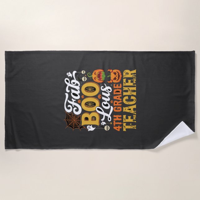 Serviette De Plage Professeur de 4e année Faboolous Halloween (Devant)