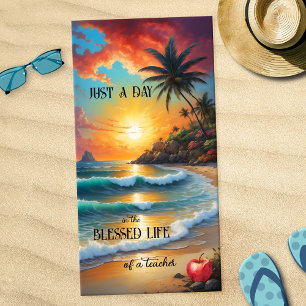 Serviette De Plage Professeur de coucher de soleil sur une plage trop