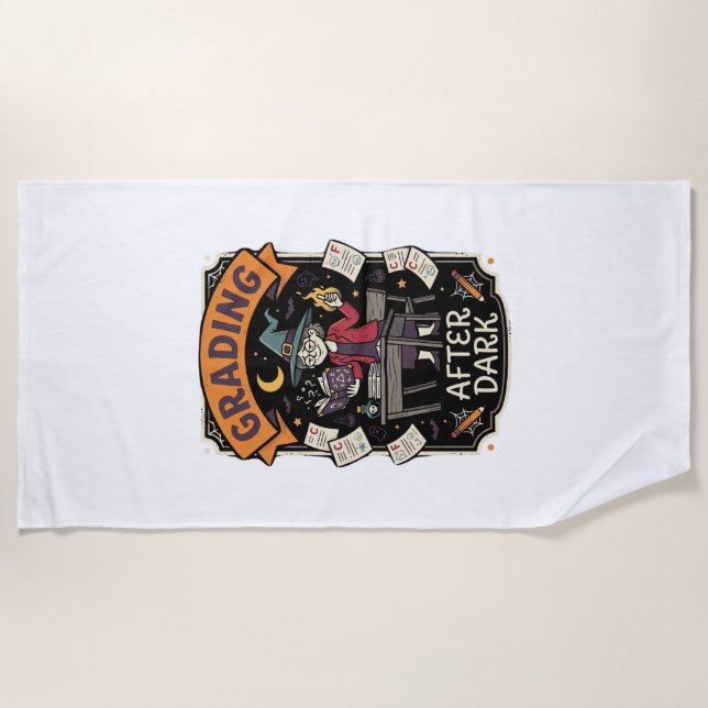 Serviette De Plage Professeur d'Halloween notant dans le noir (Devant)