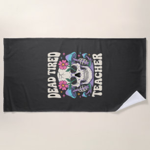 Serviette De Plage Professeur Épuisé Crâne Champignon Halloween Graph
