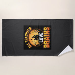Serviette De Plage Professeur Halloween Cerveaux de Zombie Horreur Lu