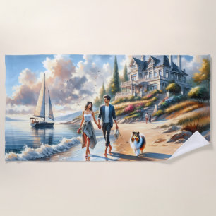 Serviette De Plage Promenade au coucher du soleil dans un cottage rom