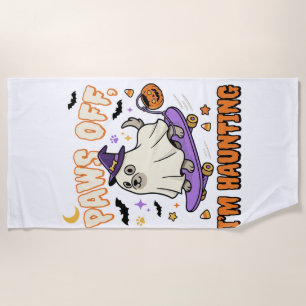 Serviette De Plage Promenade en skateboard de chien d'Halloween effra