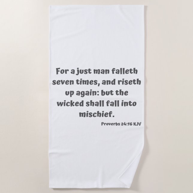 Serviette De Plage Proverbes 24:16 KJV Bible Verse Écriture (Devant)