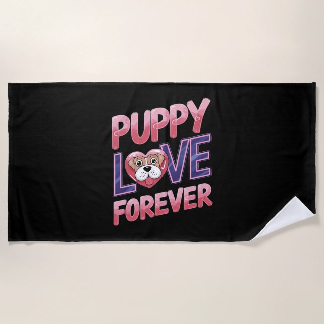 Serviette De Plage Puppy Love Forever Chien (Devant)