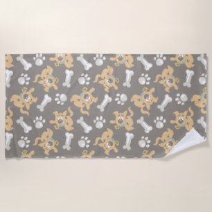 Serviette De Plage Puppy Scooby-Doo Bone & Motif Empreinte de patte