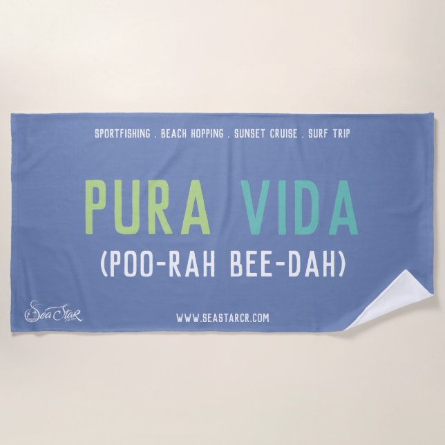 Serviette de plage pure de la vie de Pura Vida (Devant)