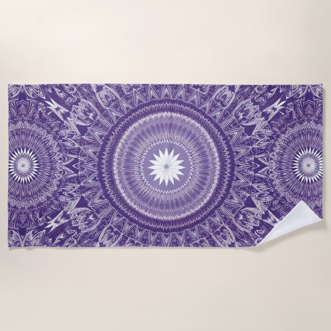 Serviette de plage Purple Mandala Print (Devant)