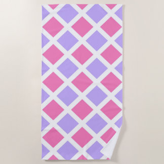 Serviette De Plage Purple Pink White Checker Diamond Pattern