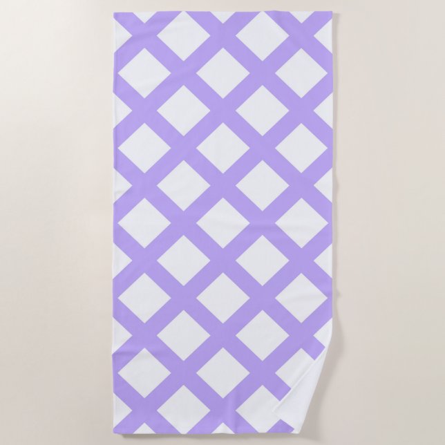 Serviette De Plage Purple White Checker Diamond Pattern (Devant)
