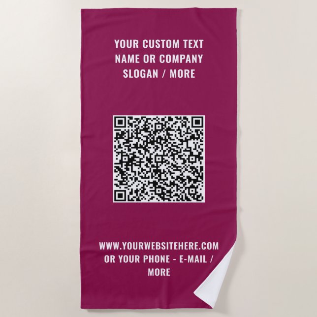 Serviette De Plage QR Code Scan Info Plage Servir votre texte et les  (Devant)
