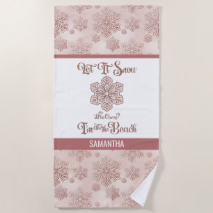 Serviette De Plage Qu'il neige–Drôle de Noël Plage Rose