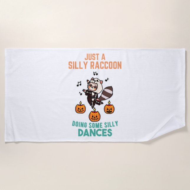 Serviette De Plage Raccoon Dancing Halloween Citrouille (Devant)