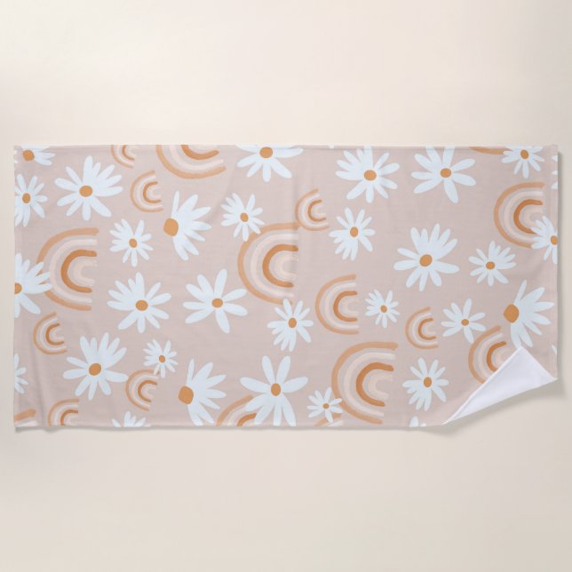 Serviette De Plage Rainbow Daisy Dream #2 #dreamy #wall #art (Devant)