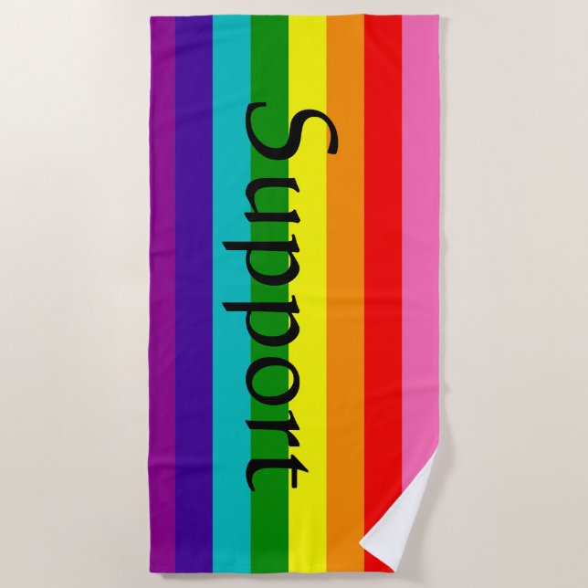 Serviette De Plage Rainbow, Gay et sympathisants (Devant)