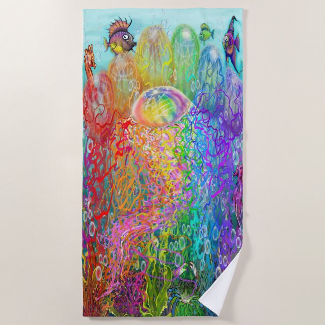 Serviette de plage Rainbow Jellyfish (Devant)