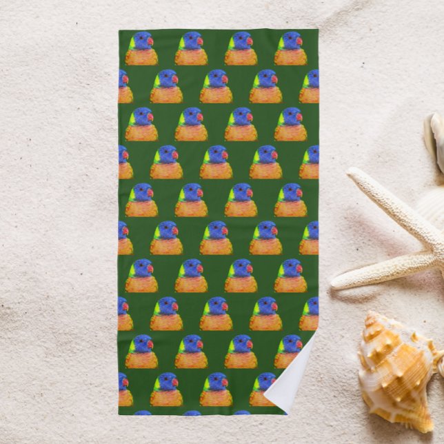 Serviette De Plage Rainbow Lorikeet Parrot Motif (In Situ Beach)