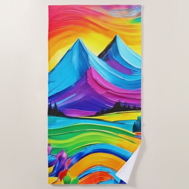 Serviette De Plage Rainbow Mountain Majesty Art (Devant)