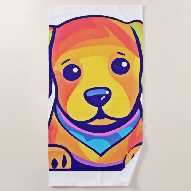 Serviette De Plage Rainbow Puppy Love (Devant)